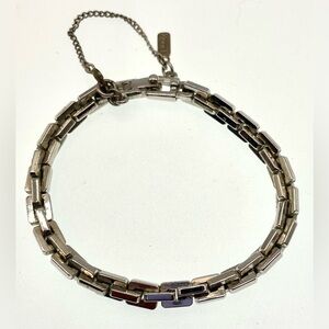 Vintage Monet Silver Tone Double Link Bracelet Signed Safety Chain